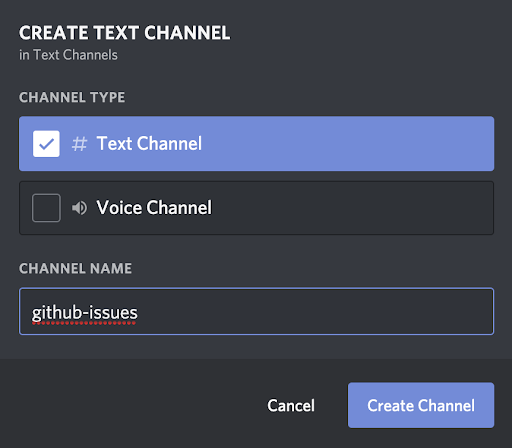 Discord create channel - step 2